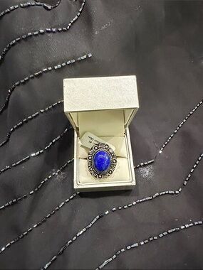 Lapis Silver Ring with Vivid Blue Stone
